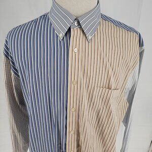 NEW Daniel Cremieux Color Block Shirt Men's XL Signature Collection Blue Tan